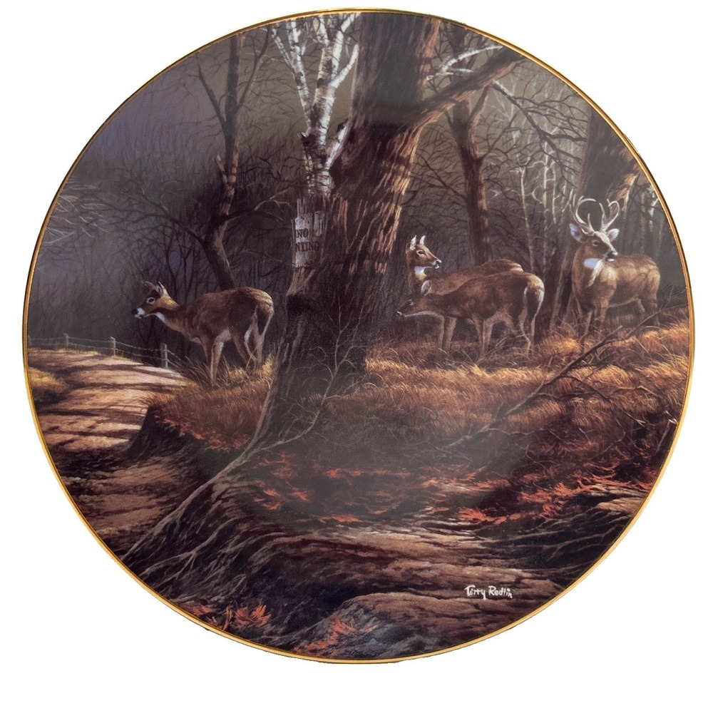 Terry Redlin Leaving The Sanctuary Collector Plate 22K Gold Trim COA VTG